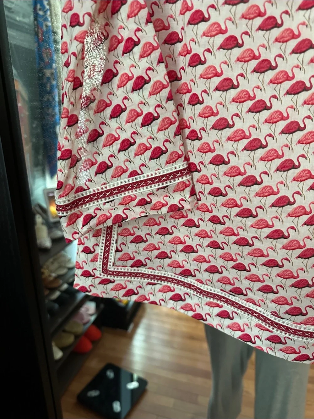 Tory Burch Pink & White Flamingo-Print Tunic